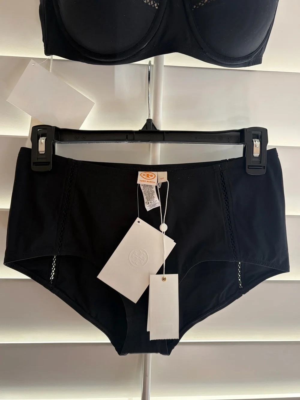 TORY BURCH NWT Black Lattice Underwire Bikini Top High Waist Bottoms Set S